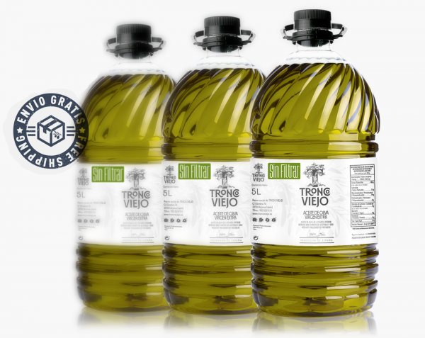 Garrafa de AOVE de 5 L  SIN FILTRAR en cajas de 3 unidades