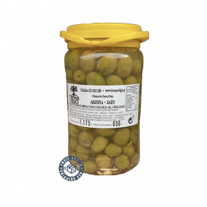 Garrafa ACEITUNAS verdes, machacadas y aliñadas