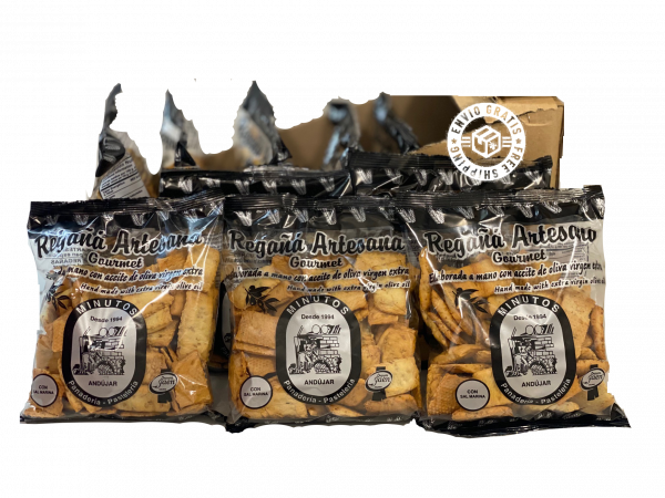 Bolsa de REGAÑÁ Artesana Gourmet elaborada con aceite de oliva virgen extra. Caja de 10 unidades.